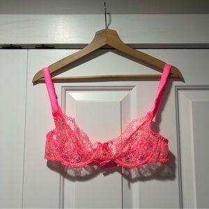 For Love And Lemons Neon Pink Lace Bra Unlined Underwire